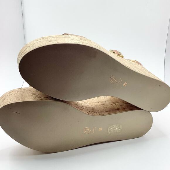 M. Gemi Cognac Tanned Leather Cork Platform Sandal 39 8.5 US - Picture 9 of 11